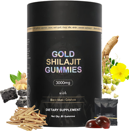 Gomitas de Shilajit con Black Musli y Gokshura – 80 Unidades